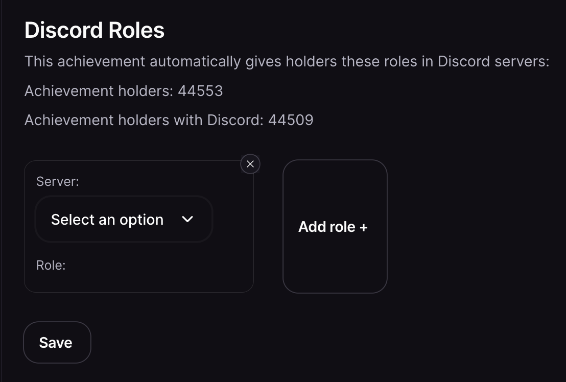 .... and automatically award Discord roles to users with your Achievement