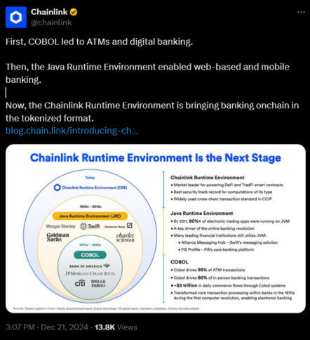 Chainlink says it's taking on-chain banking to the next level