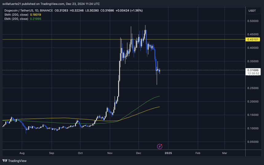 DOGE testing crucial demand at $0.31