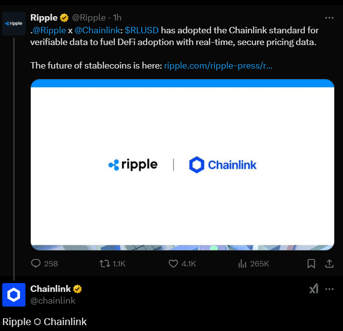 Ripple Announces Partnership With Chainlink