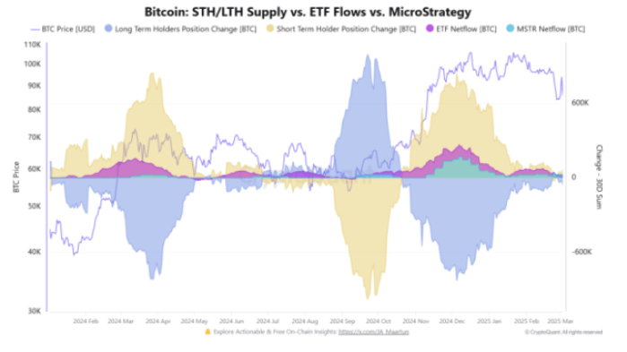 Bitcoin STH LTH vs ETF Flows