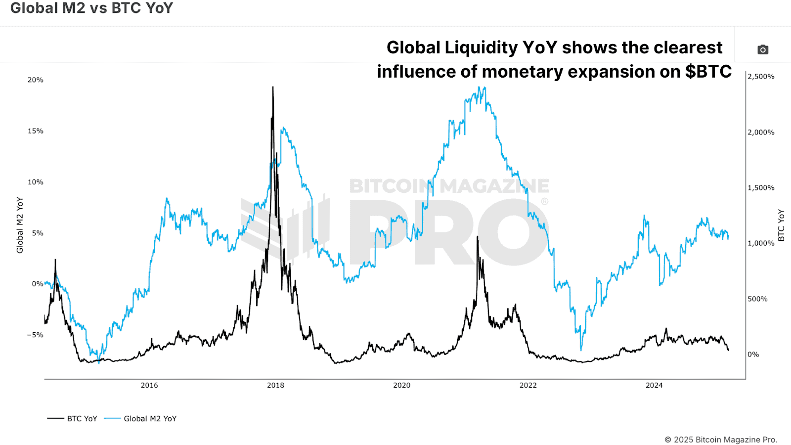 How Global Liquidity Fuels Bitcoin Price Growth 2 Global M2 Money Supply Versus Bitcoin Price Year on Year