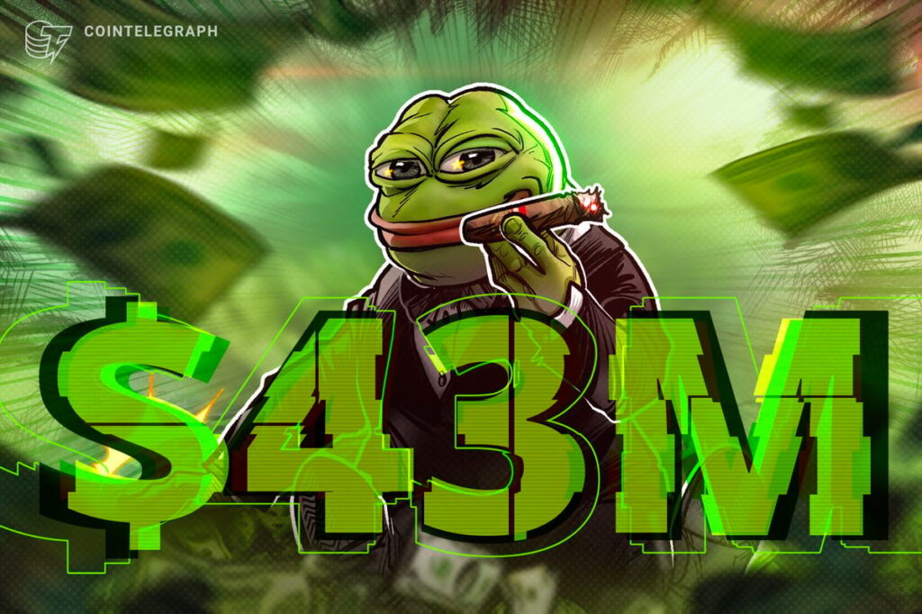 Crypto trader turns $2K PEPE into $43M, sells for $10M profit