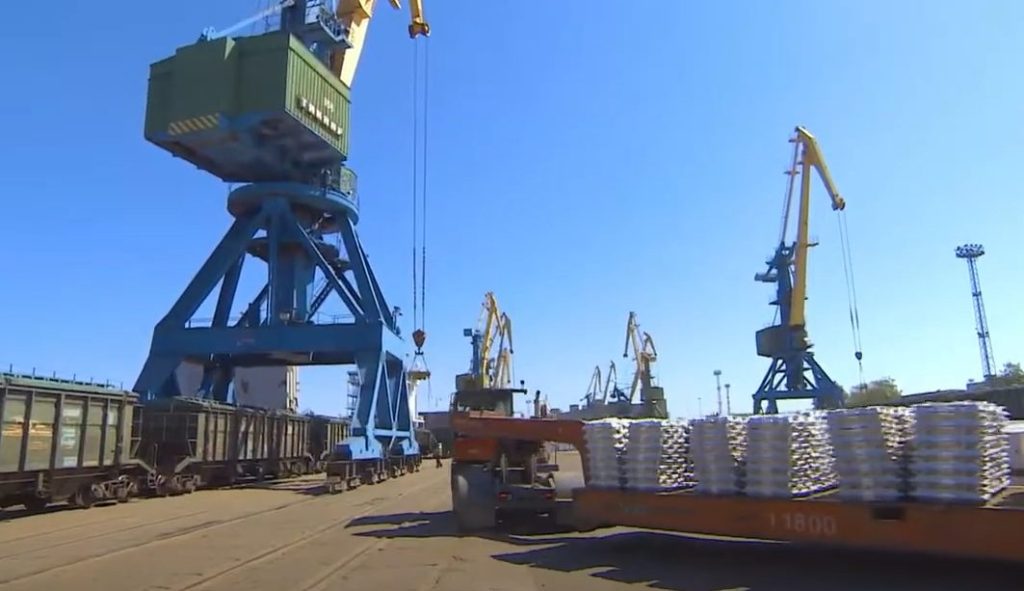 The cargo port in St. Petersburg, Russia.