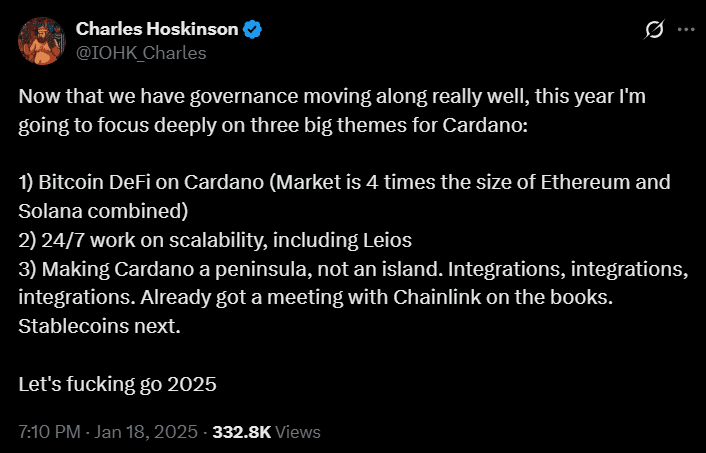 Hoskinson Listed Cardano'S Goals For 2025