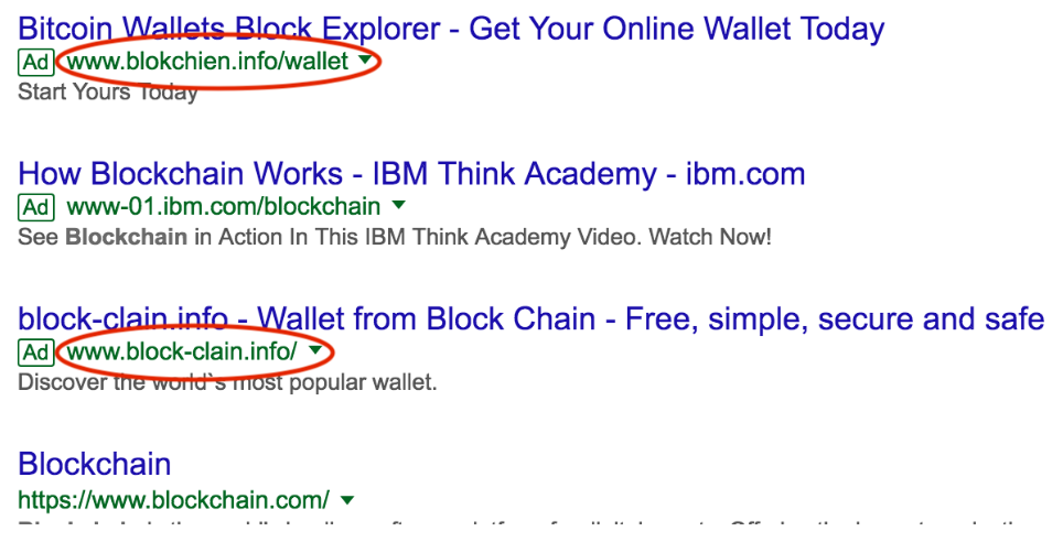 Fake Blockchain.info’s Ad scam.