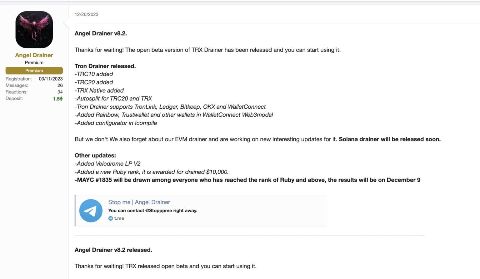 Angel drainer improved version 8.2.